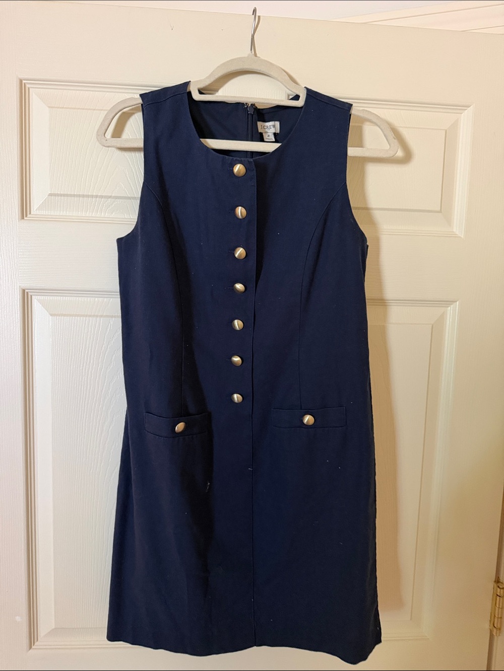 J Crew Classic Navy Sleeveless Button-Front Dress